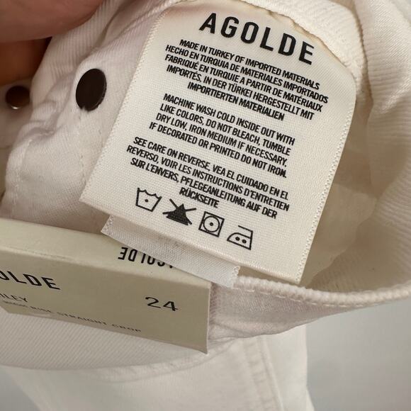 AGOLDE NWT Riley Crop Ankle Denim Jean in White Whip // 24 - Picture 10 of 13